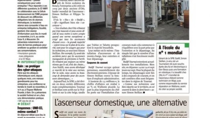 Stalift : Bel article dans la presse