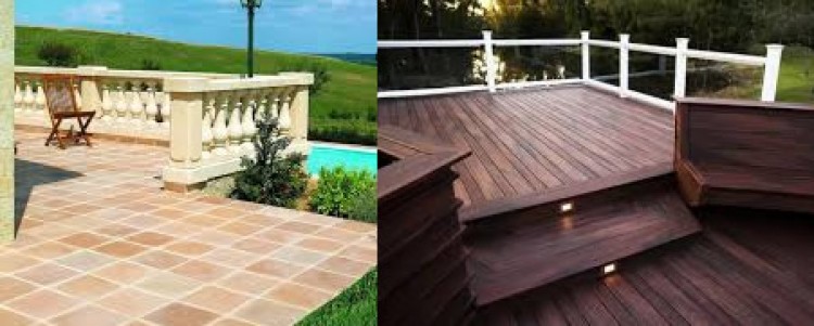 Revêtement de terrasse, plage de piscine: carrelage ou bois composite?