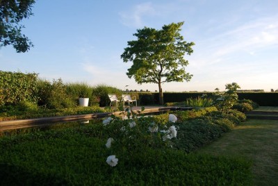 Jardin avec pièce d'eau naturelle