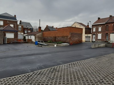 Aménagement parking en thermac et dalle à gazon