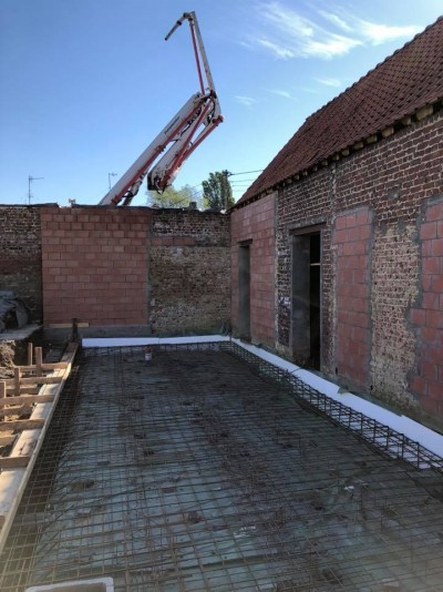 Terrassement, radier extension et dalle de béton intérieur